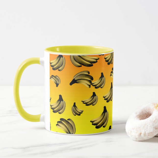 Mug Bananes jaunes dorées, (Avec donut)