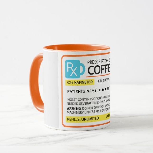 Mug Bande combo de prescription de café amusante (Devant gauche)