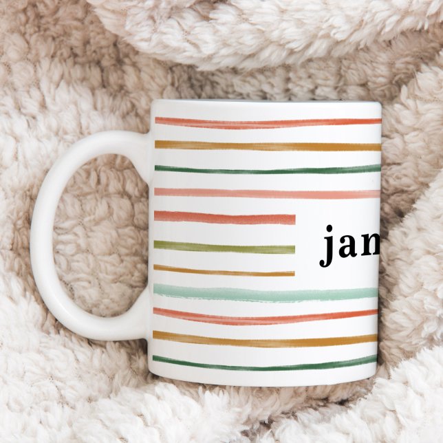 Mug Bande d'aquarelle personnalisée (Personalized Watercolor Stripe Coffee Mug)