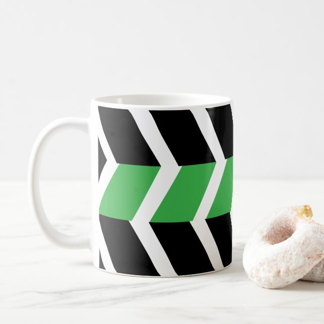 Mug Bande de Chevron Vert Noir (Avec donut)