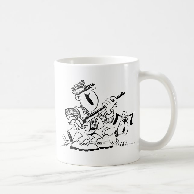 Mug Bande dessinée de chasseur et de chien (Droite)
