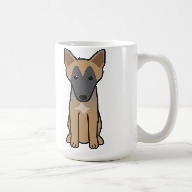 Mug Bande dessinée de chien de Malinois de Belge (Droite)