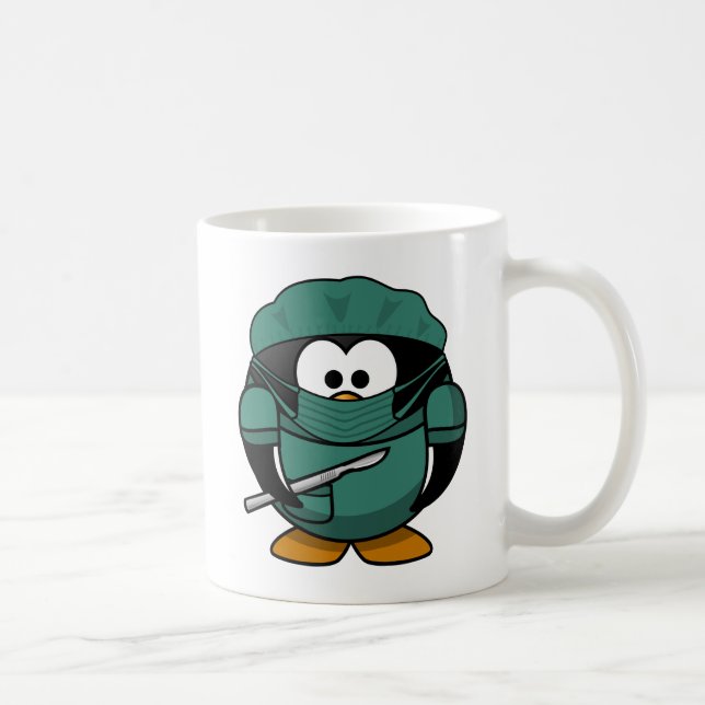 Mug Bande dessinée de pingouin de chirurgien (Droite)