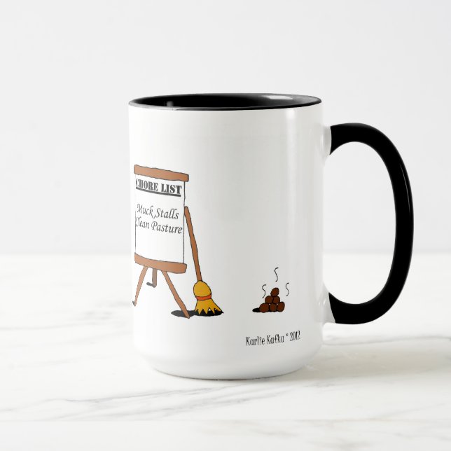 Mug Bande dessinée drôle de cheval de corvées de (Droite)