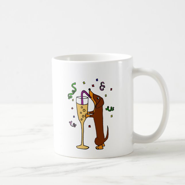 Mug Bande dessinée drôle de partie de chien de teckel (Droite)