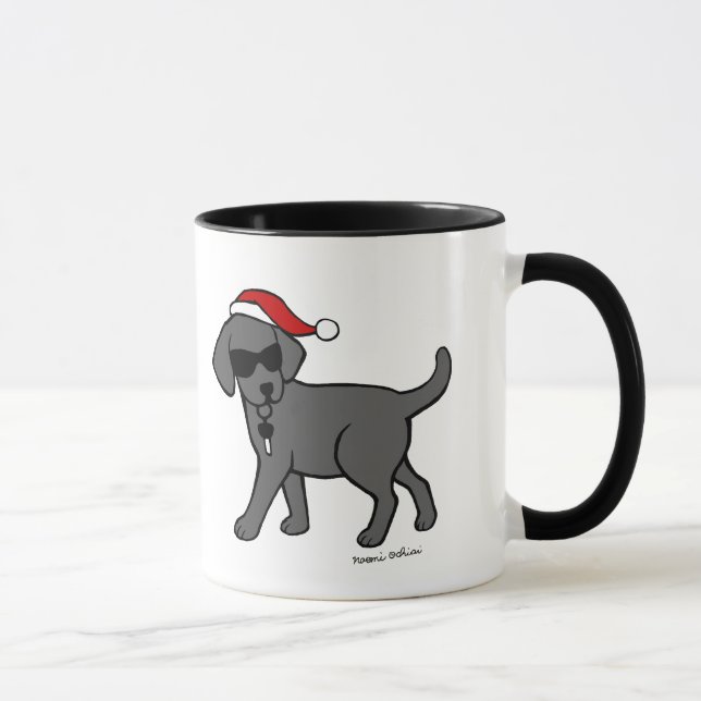 Mug Bande dessinée noire fraîche de Noël de Labrador (Droite)