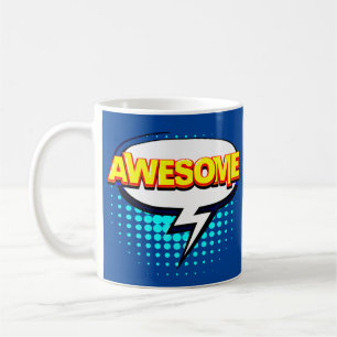 Mug Bande dessinée Pop Art Bleu Jaune AWESOMIE Nouveau