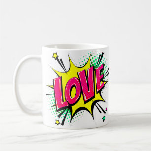 Mug Bande dessinée Pop Art violet Jaune Amour Nouveaut