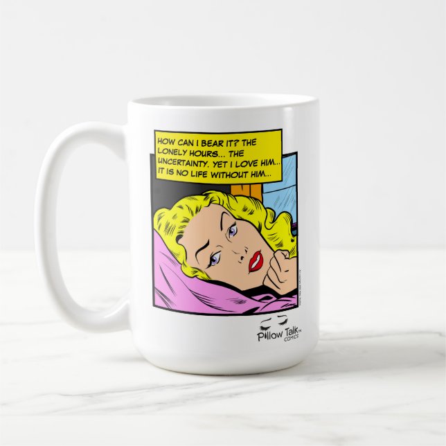 Mug Bande dessinée romantique rétro de cœurs solitaire (Gauche)