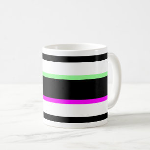 Mug Bandes contrastées pop art noir blanc fluo chic.