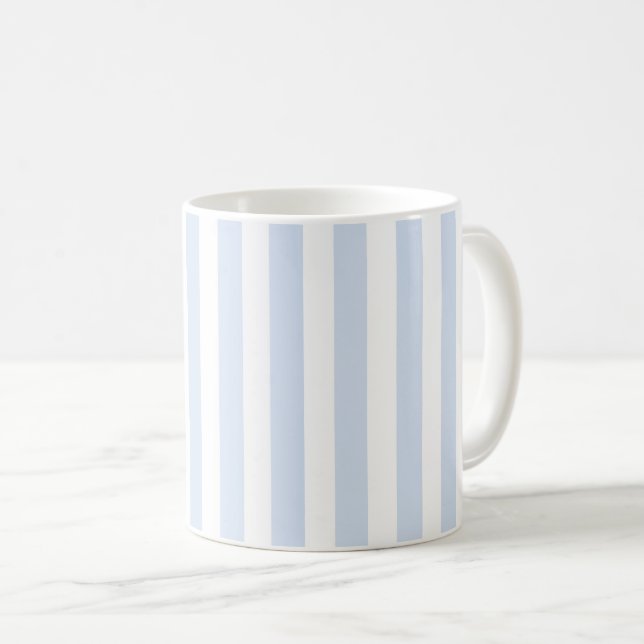 Mug Bandes de bonbons bleu pâle et blanc (Devant droit)