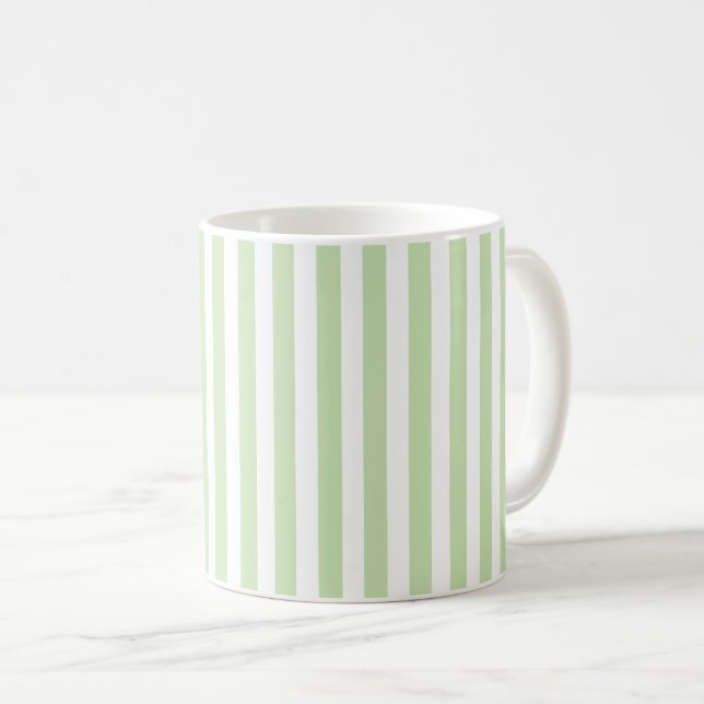 Mug Bandes de bonbons vert pâle et blanc (Devant droit)