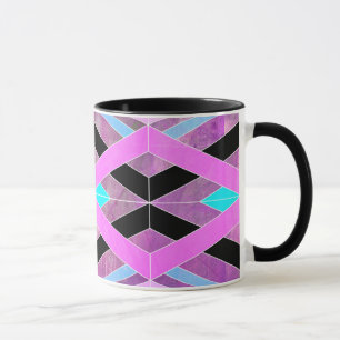 Mug Bandes de croisement géométriques violettes roses 