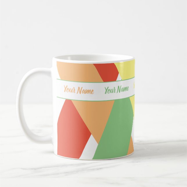Mug Bandes de printemps pastel colorées avec votre nom (Gauche)