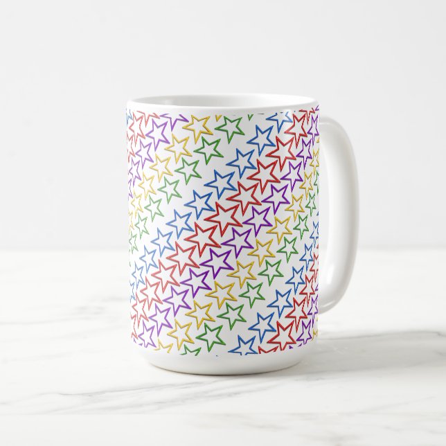 Mug - Bandes diagonales d'étoiles colorées (Devant droit)