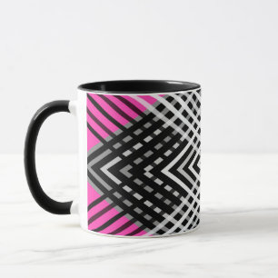 Mug Bandes entrelacées en noir et blanc et gris sur un