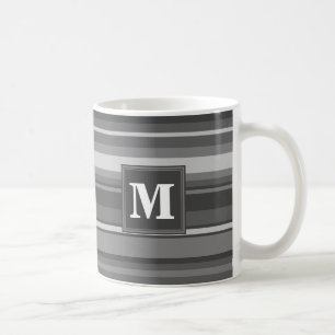 Mug Bandes gris monogramme