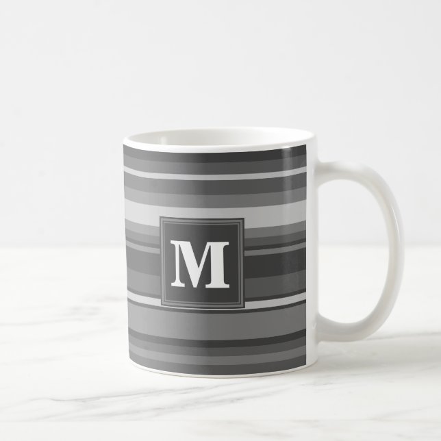 Mug Bandes gris monogramme (Droite)