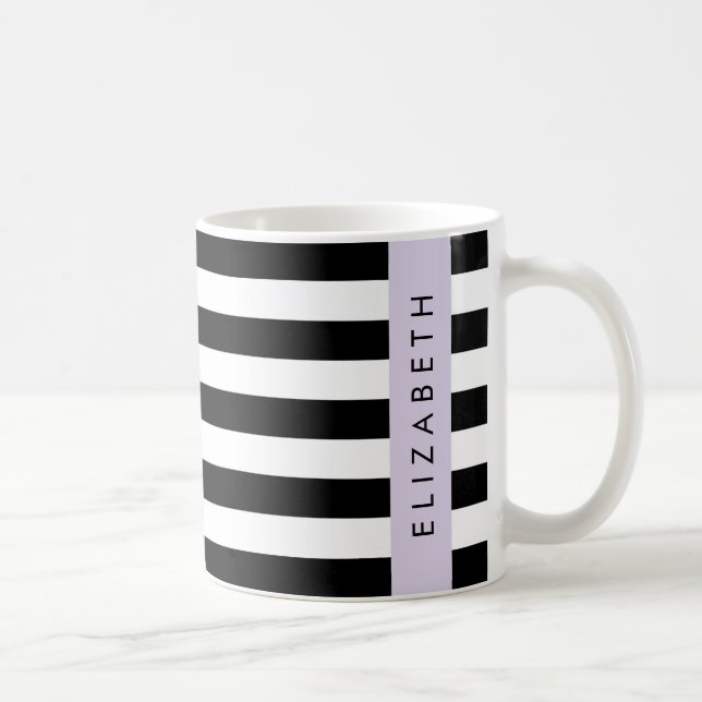 Mug Bandes noires et blanches, Gravées, Lignes, Votre  (Droite)