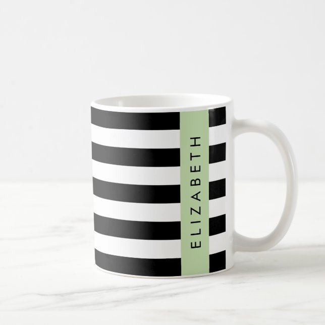 Mug Bandes noires et blanches, Gravées, Lignes, Votre  (Droite)