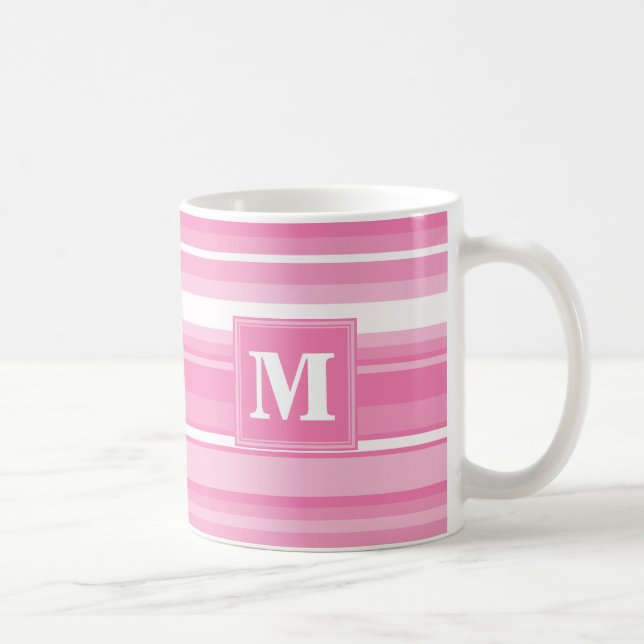 Mug Bandes rose monogramme (Droite)