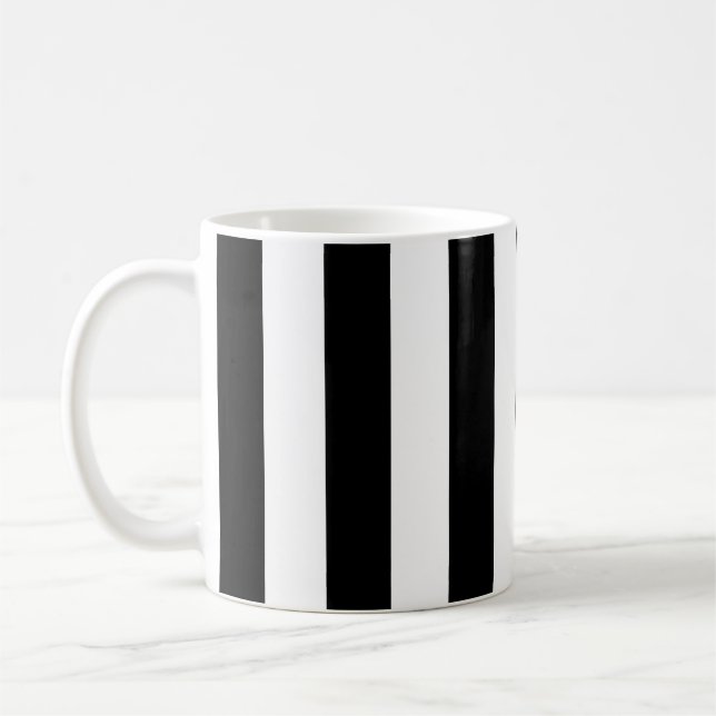 Mug Bandes Verticales Chic Noir Et Blanc Gratté (Gauche)