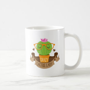 Mug bannière folle de dame de cactus