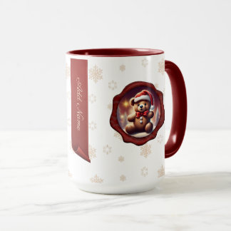 Mug Bannière personnalisée Teddy Cookie de Noël Blanc