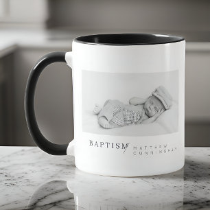 Mug Baptême Pour Lui Moderne Minimaliste Photo Personn