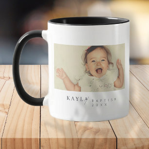 Mug Baptême Pour Son Nom De Photo Minimaliste Moderne