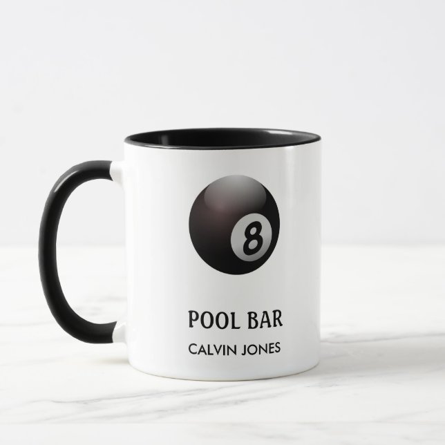 Mug Bar de piscine à huit boules blanc (Gauche)