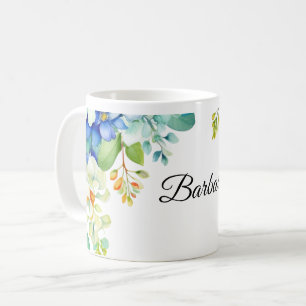Mug Barbara texte orné de fleurs printanières