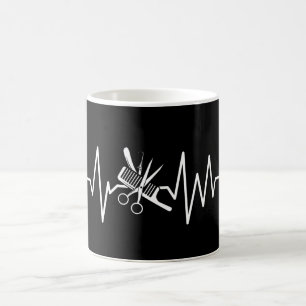 Mug Barber Shop - Ciseaux Barber Comb Heartbeat Café