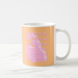 Mug Barcelona Travel Art, Espagne, Orange, Rose