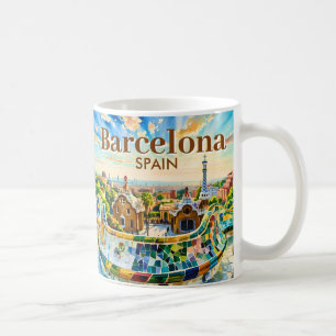 Mug Barcelone Espagne aquarelle personnalisée Parc Gue