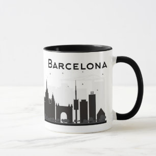 Mug Barcelone, Espagne horizon noir et blanc de   de