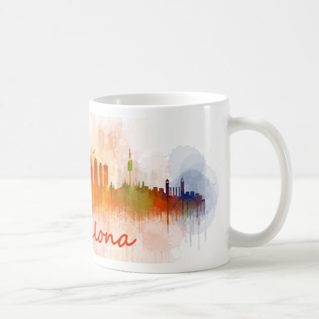 Mug Barcelone Skyline watercolor v04 (Droite)