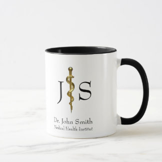 Mug Barre d'Asclepius Médicale Classy Gold sur blanc