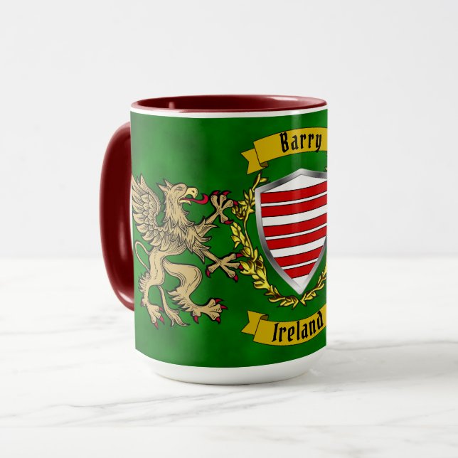Mug Barry Irish Shield & Griffins Personnalisé (Devant gauche)