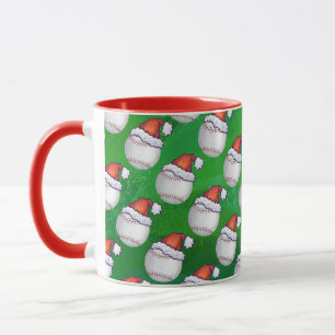 Mug Baseball à Santa Hat Motif sur Vert