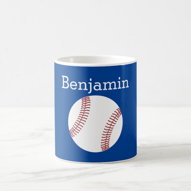 Mug Baseball avec nom personnalisé - Bleu (Centre)