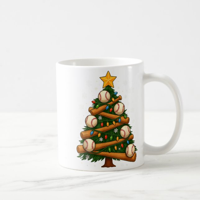 Mug Baseball Bat Christmas Tree Lights Holiday Design  (Droite)