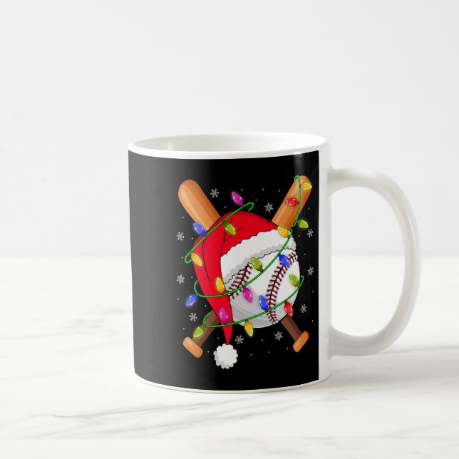 Mug Baseball Christmas Lights Santa Hat Baseball Playe (Droite)
