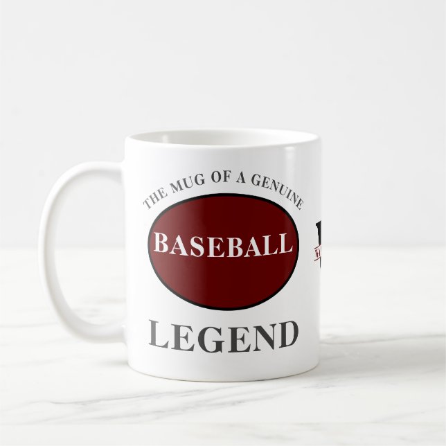 Mug Baseball Legend Monogramme Ajouter Votre Nom Anniv (Gauche)