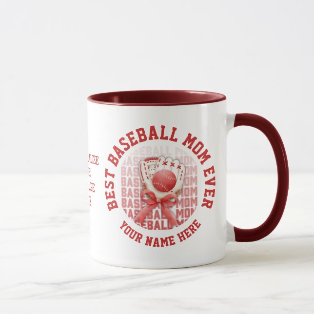 Mug BASEBALL MOM élégant Nom personnalisé Fête des mèr (Droite)