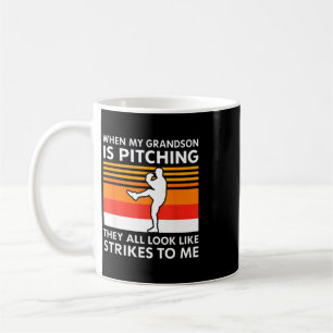 Mug Baseball Petit-Fils Quand Mon Petit-Fils Lance La