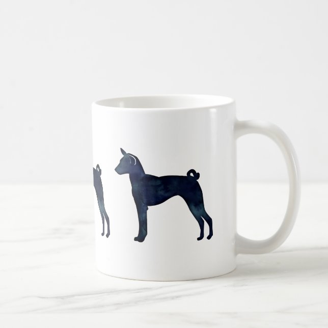 Mug Basenji Chien Aquarelle Noire Silhouette (Droite)