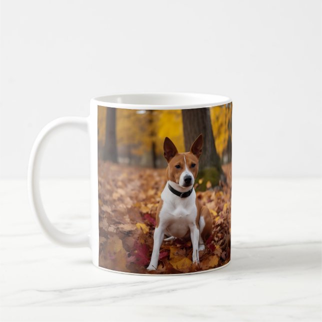 Mug Basenji en automne Feuilles automne Inspiration (Gauche)