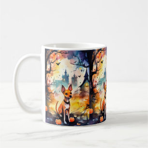 Mug Basenji Halloween avec citrouilles effrayant 