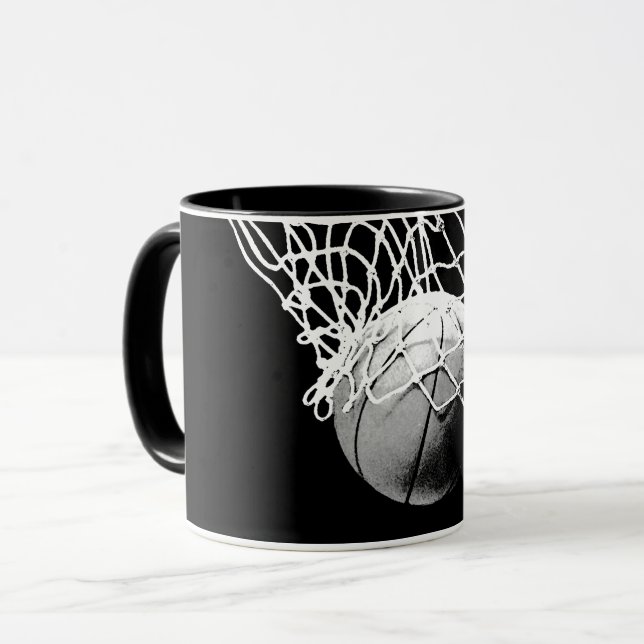Mug Basket-ball noir et blanc (Devant gauche)